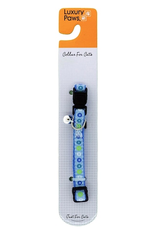 Luxury Paws Desenli Kedi Boyun Tasması Mavi 10mm-30CM