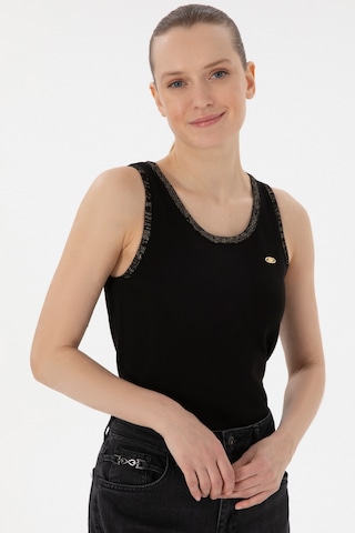 U.S. Polo Assn. Kadın Siyah Bisiklet Yaka Triko Tişört 50306480-VR046