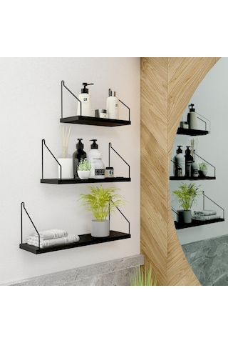 Roomiehome Catchme Mutfak Banyo Yaşam Alanı Duvar Rafı Kitaplık 3'lü Set - 445233612