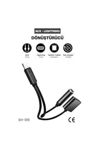 2in1 Lightning Aux Dönüştürücü Şarj + Müzik Tüm Apple Uyumlu iOs Modelleriyle