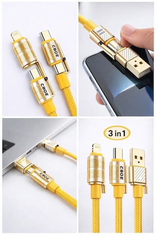 Go İthalat 4in1 Hızlı Şarj Ve Data Kablosu Type-c / Lightning / Micro Usb Pl-8631