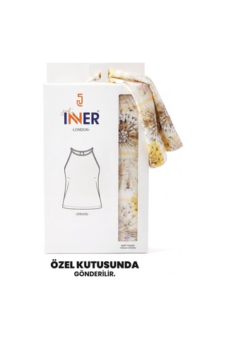 Just Inner Kadın Tekli Viskon Bluz Halter Yaka Botanik Desenli Askılı Günlük Rahat Kesim 216005 Çiçekli