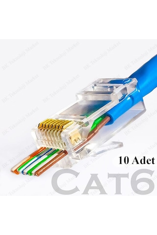 Ez Rj45 Cat6 Yeni Nesil Delikli Jack Konnektör 10 Adet