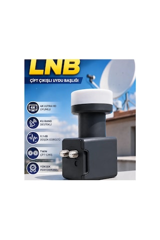 Twin Lnb 0.1 Db Ku Band Çift Çıkışlı 4k Ultra Hd Uyumlu Uydu Anten Lnb