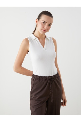Lcwaıkıkı Classic Beyaz Polo Yaka Kadın Atlet