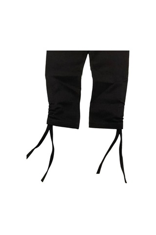 Kız Çocuk İnce Yüksek Bel Pamuklu Paçadan Büzmeli Siyah Tayt-14207 SiYAH