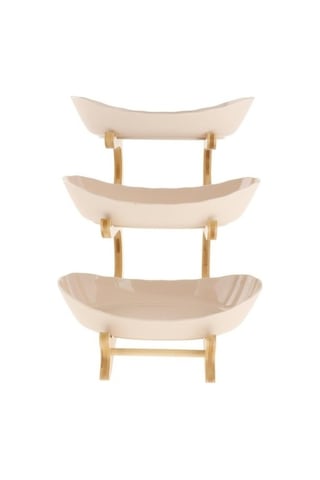 Dancemonkey 3 Katlı Bambu + Plastik Tabağı -bej, Pratik Ve Dayanıklı Bej