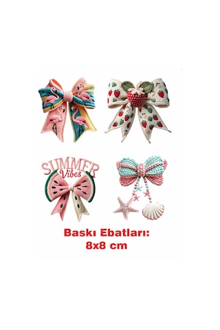 4 Adet Örgü Görünümlü Ütü İle Yapışan Tekstil Kumaş Tişört Baskı 3341