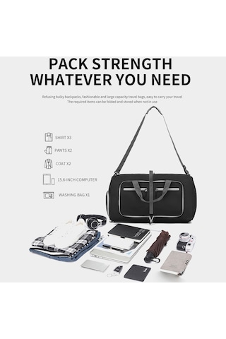 Ayakkabı Bölmeli Spor Çantası Bagajda Taşıma Seyahat Mavi Mavi