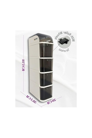 Banyo Ve Mutfak İçin 4 Çekmeceli Tekerlekli Organizer Dolap, 95x20x38.5 Cm Açık Meşe