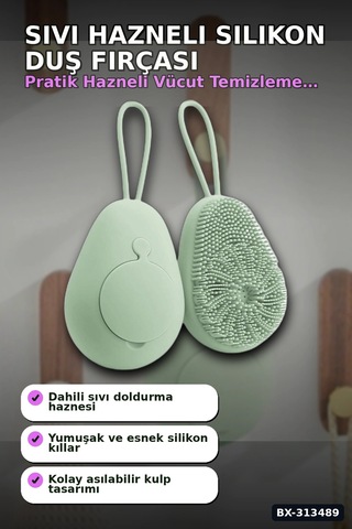 Sıvı Hazneli Yumuşak Silikon Duş Masaj Fırçası - Askılı Ergonomik 1 Adet Bx-313489 Çok Renkli