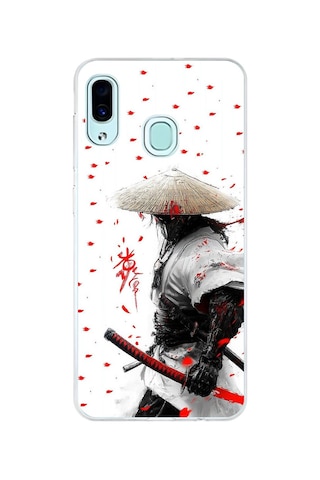 Samsung Galaxy A30 Uyumlu Şeffaf Kılıf Samurai 1 Tasarımlı