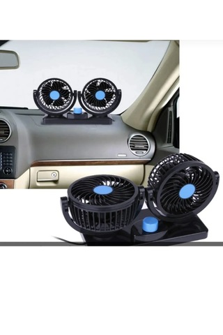 Point 12v Kademeli Çift Başlı 360 Dönebilen Araç Fanı Oto Fan Soğutucu Vantilatör