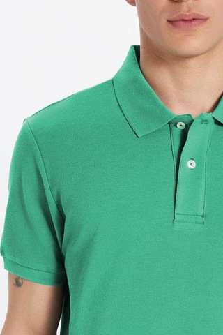 Tudors Erkek Slim Fit Dar Kesim %100 Pamuk Yeşil Polo Yaka Tişört-32762 Yeşil