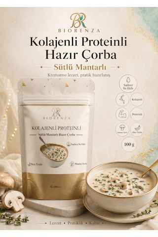 Kolajenli Proteinli Sütlü Mantarlı Hazır Çorba Toz Çorba Karışımı 100 G