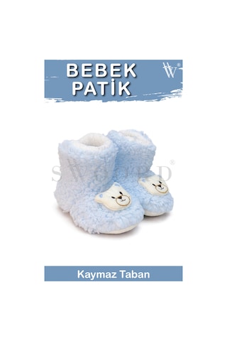 Swoord Peluş Astarlı Ve Yüzeyli Kaydırmaz Taban Çocuk Patik Çocuk Panduf Mavi