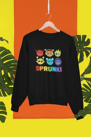 Magors Stıl-x Sprunki Baskılı Bisiklet Yaka Çocuk Sweatshırt Siyah-5