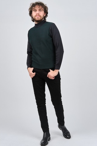 Çizgi Triko Erkek Yarım Balıkçı Yaka Desenli Kazak 42564229 Laciv Lacivert