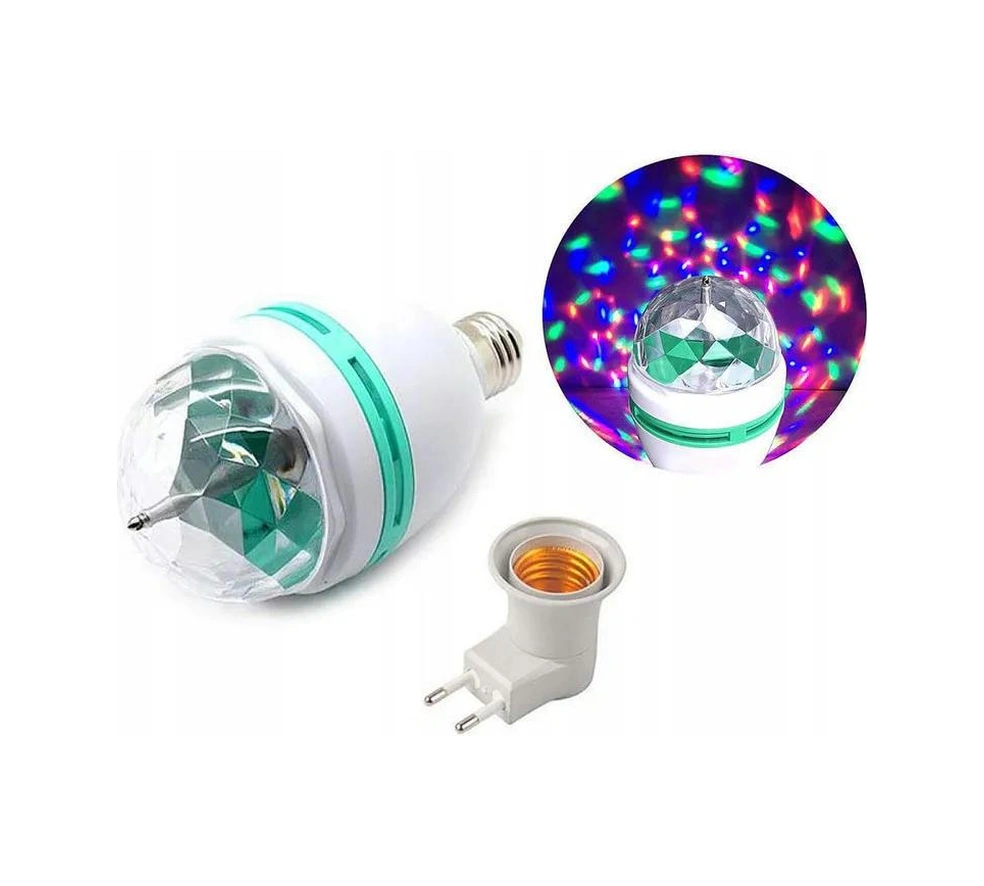 Yuntech01 Rgb Döner Kristal Top Işığı, 3w E27 Led Sahne Aydınlatması, Ev/parti/disco Kullanıma Uygun, Avrupa Standartı Adaptörü İçerir Diğer