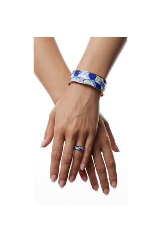 Enamel Bileklik Yüzük Set Blue & Green Sarı