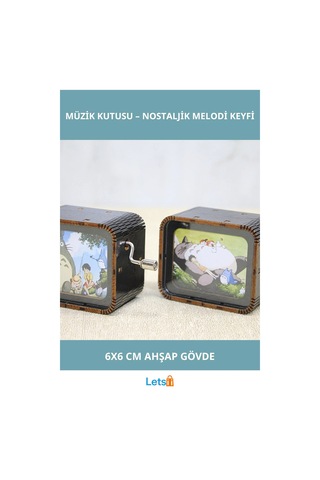Totoro Ahşap Müzik Kutusu 6x6 Cm
