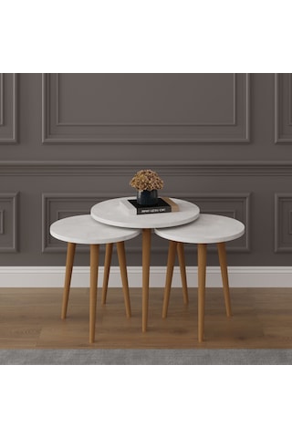 3 Lü Yuvarlak Zigon Sehpa Ahşap Ayaklı-sehpa01-retro Taş