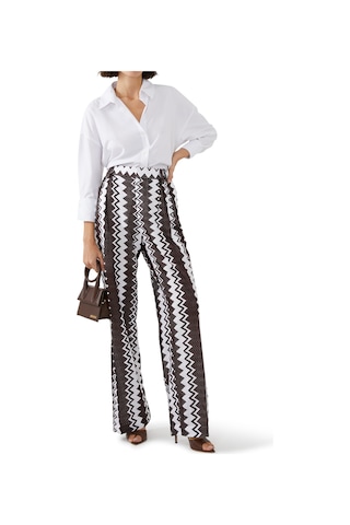 Missoni Zigzag Desenli Geniş Paça Pantolon Koyu Kahverengi