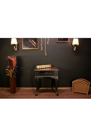 Wooding Masif Ceviz Siyah Komodin - Yan Sehpa