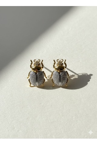 Zirkon Taşlı Begüm Khan Küpe Altın