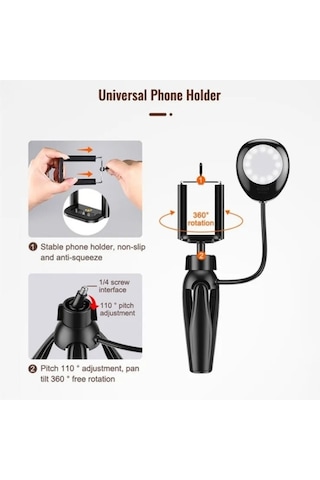 Cbtx Xwj-s1 Masaüstü Cep Telefonu Tutucu Led Işıklar İle Tripod