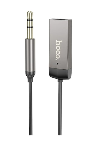 Hoco. E78 Tak Çalıştır Bt Alıcılı 3.5mm Esnek Aux Kablo - Gri