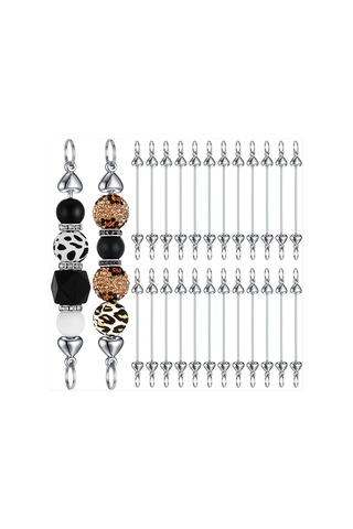 Gatherco 24 Parça Boncuklu Anahtarlıklar Toplu Boş Kendin Yap Metal Kalp Şeklinde Boncuklu Anahtarlık Çıkarılabilir Anahtarlık Yapımı Aksesuarları