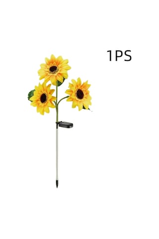 Xindoker Güneş Enerjili Gül Bahçe Avlusu Simülasyon Çiçek Dekorasyon Çim Üstü Işık Üç Başlı Ayçiçeği Opp Tekli Paket