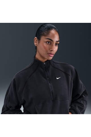 Nike One Therma-fıt Hz Top Polar Oversıze Kadın Siyah Sweatshirt-sportxstore