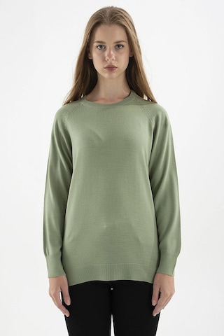 Fashion Frends Kadın Bisiklet Yaka Tunik Yeşil