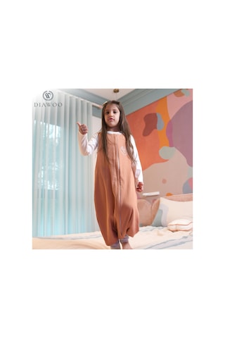 Diawoo Cocoon Walker 4 Mevsim Merino Uyku Tulumu,%100 Merino-org. Pamuk,2-7 Yaş Turuncu Turuncu