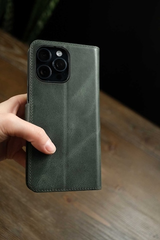 Oppo A6t Hakiki Deri Cüzdanlı Kapaklı Kaliteli Lüks Cüzdan Kılıf Haki