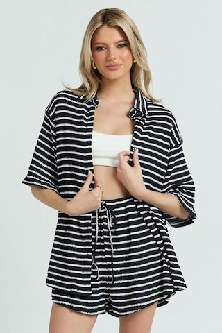 Madmext Siyah Kadın Şort Gömlek Takım Mg2328 Siyah