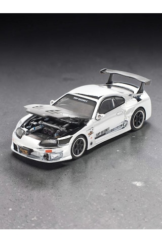 Pop Race Pr64 Toyota Supra Top Secret Gt300 White Chrome 1:64 Diecast Model Araba Sarı