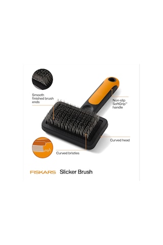 Fiskars Pet Slicker Fırça, Kedi Ve Köpek Fırçası Dökülme İçin, İnce Kıllar Ve Yumuşak Tutamak Nazik