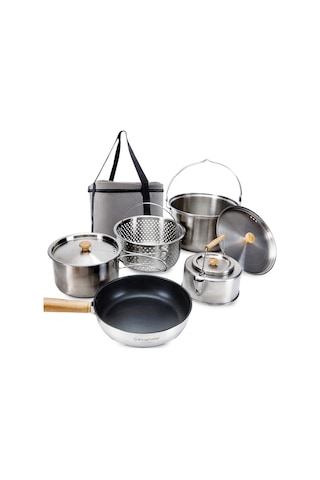 Kingcamp Cookware Set I Paslanmaz Çelik Kamp Tencere Seti Gri
