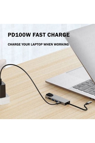 Type-c 5-in-1 Çoklayıcı 4k Hdmı + Usb 3.0 2 + Ethernet Girişli Hub