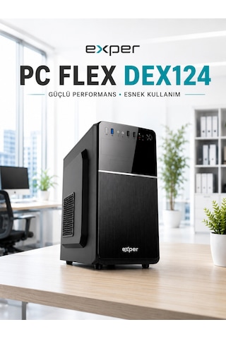 Exper PC Flex DEX124RNP09 i5-12400F 64 GB 2 TB SSD 2 GB GT710 W11P Masaüstü Bilgisayar