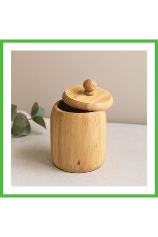 Vaveni Kapaklı Ahşap Bambu Şekerlik 7.5 X 8.5 Cm Arz