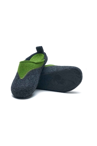Comfortfusse Pinesh - Erkek Ortopedik Yün Keçe Sabo Ev Terliği Koyu Gri-yeşil Yün