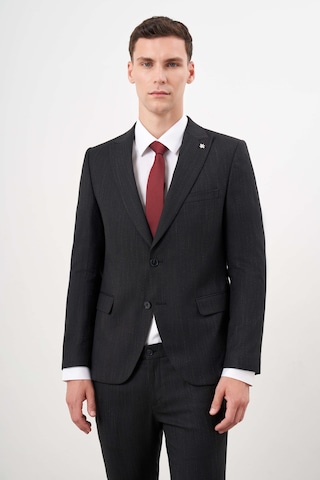 Morven Erkek Siyah Poliviskon Trend Desenli Slim Fit Sivri Yaka Takım Elbise 25mc001002001 Siyah