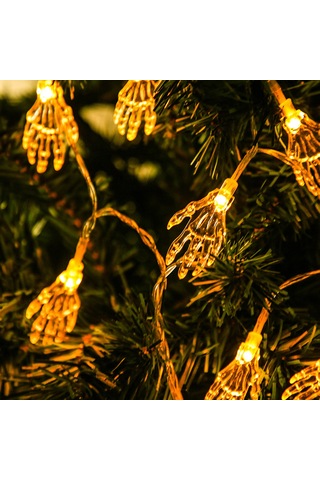 Shineyee Halloween Işıklı Skeleto El, 3m 20led, Sabit Ve Parıltı Modu, Pil İle Çalışır, Dışarıda/içeride Dekorasyon