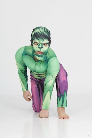 Life For Moda Erkek Çocuk Kaslı Hulk Yeşil Adam Süper Kahraman Kostümü Yeşil