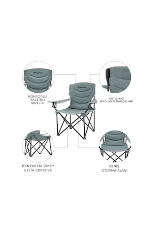 Kingcamp Juniper Ultra Konforlu & Takviyeli Kamp Sandalyesi Grey Gri