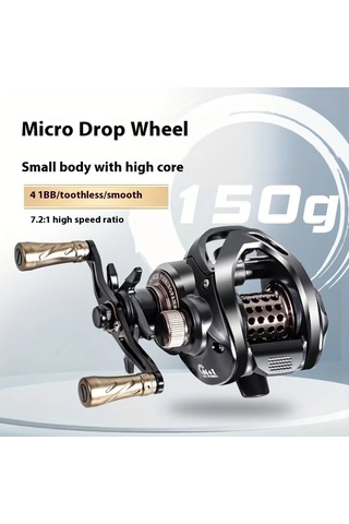 Xuweiwei 1 Adet Ultra Hafif Mikro Damlalı Tekerlek Sağ El Yüksek Hızlı 7.2 Oranı 150g Hafif Alüminyum Baitcaster Ambidextrous Stream Balıkçılık Makarası Derin Şallow Spool